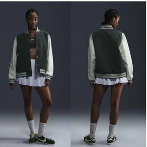 Nike Sportswear Destroyer Womens S Jacket Wool Leather Varsity Green retail 500